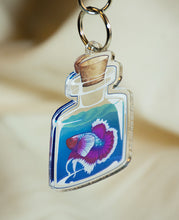 Load image into Gallery viewer, Betta Fish in a Bottle Keychain-TeaToucan