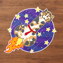 Load image into Gallery viewer, Phallic Feline Roccatship in Space Sticker-TeaToucan
