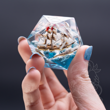 Load image into Gallery viewer, Giant Artisan d20 - Classic Tallship (Ship-in-a-Bottle Dice Series)-TeaToucan

