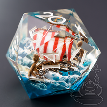 Load image into Gallery viewer, Giant Artisan d20 - Viking Longship (Ship-in-a-Bottle Dice Series)-TeaToucan