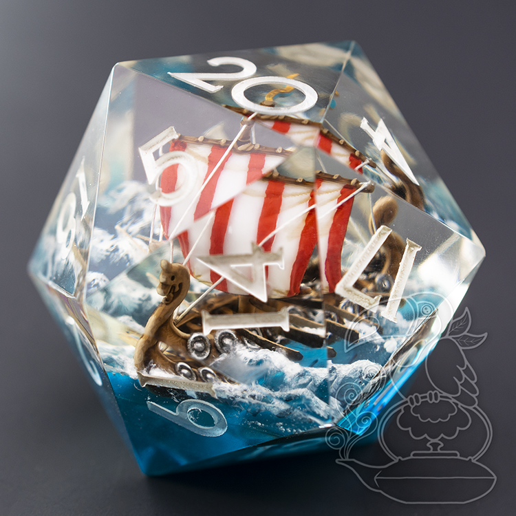 Giant Artisan d20 - Viking Longship (Ship-in-a-Bottle Dice Series) –  TeaToucan