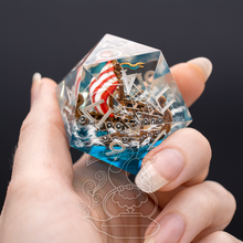Load image into Gallery viewer, Giant Artisan d20 - Viking Longship (Ship-in-a-Bottle Dice Series)-TeaToucan