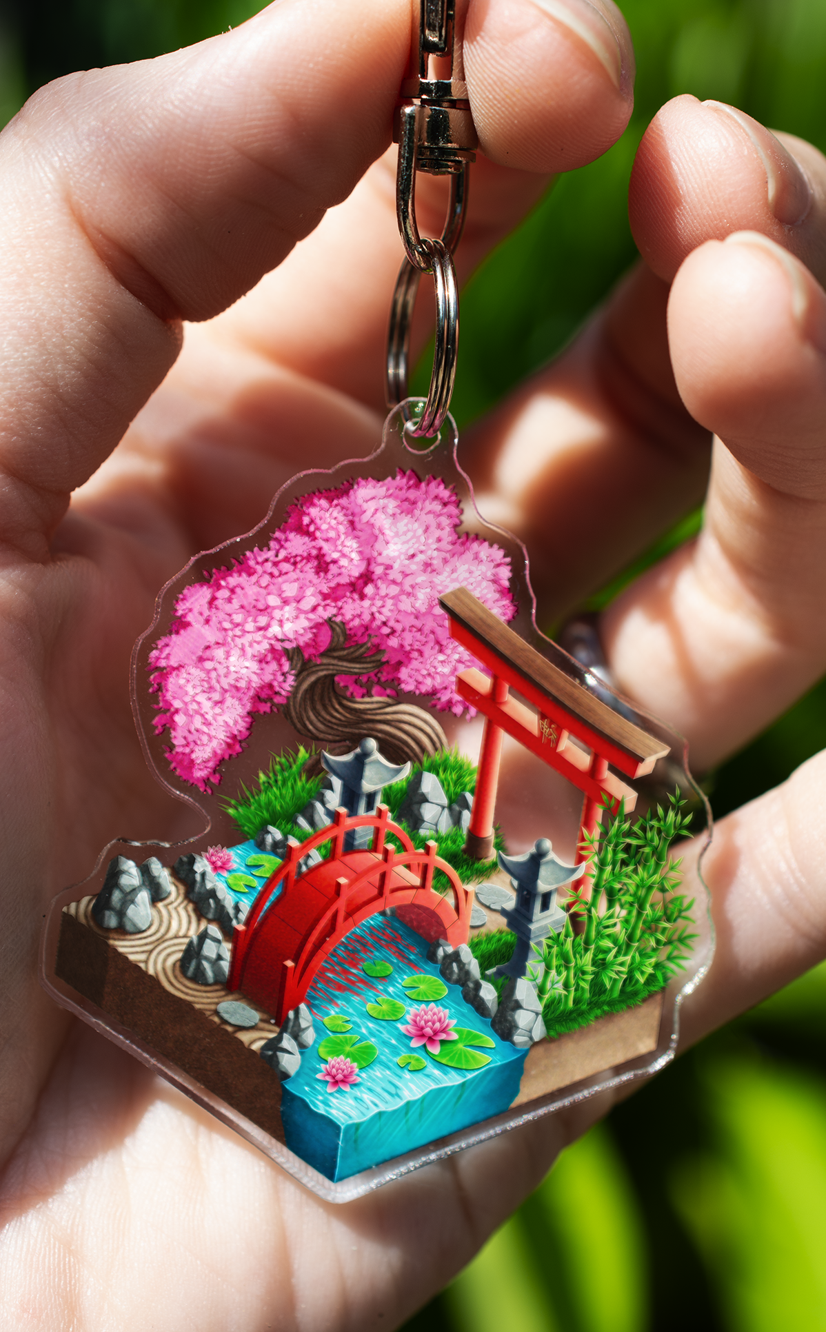 Acrylic Charm Keychain - Japanese Zen Garden – TeaToucan