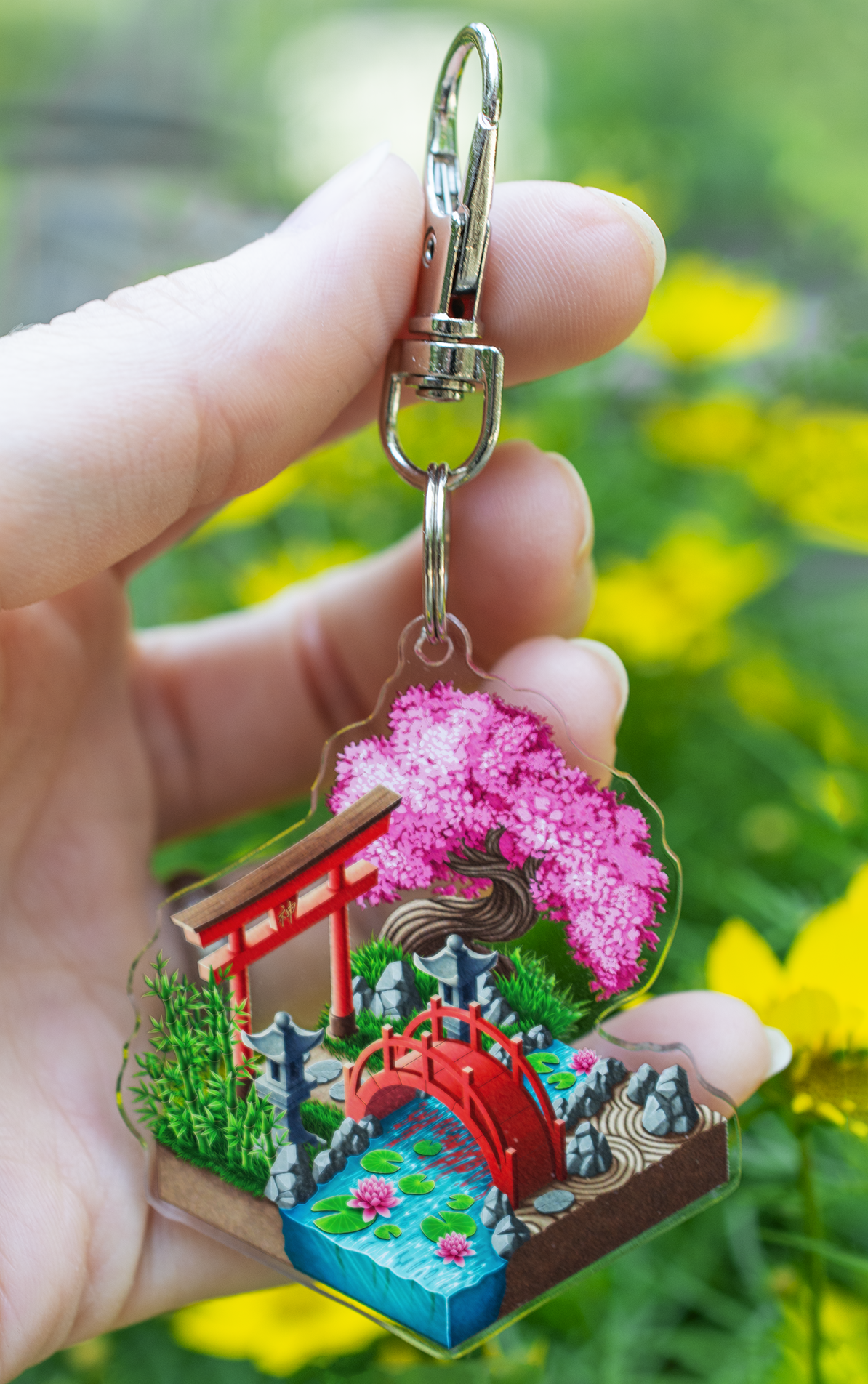 Acrylic Charm Keychain - Japanese Zen Garden – TeaToucan