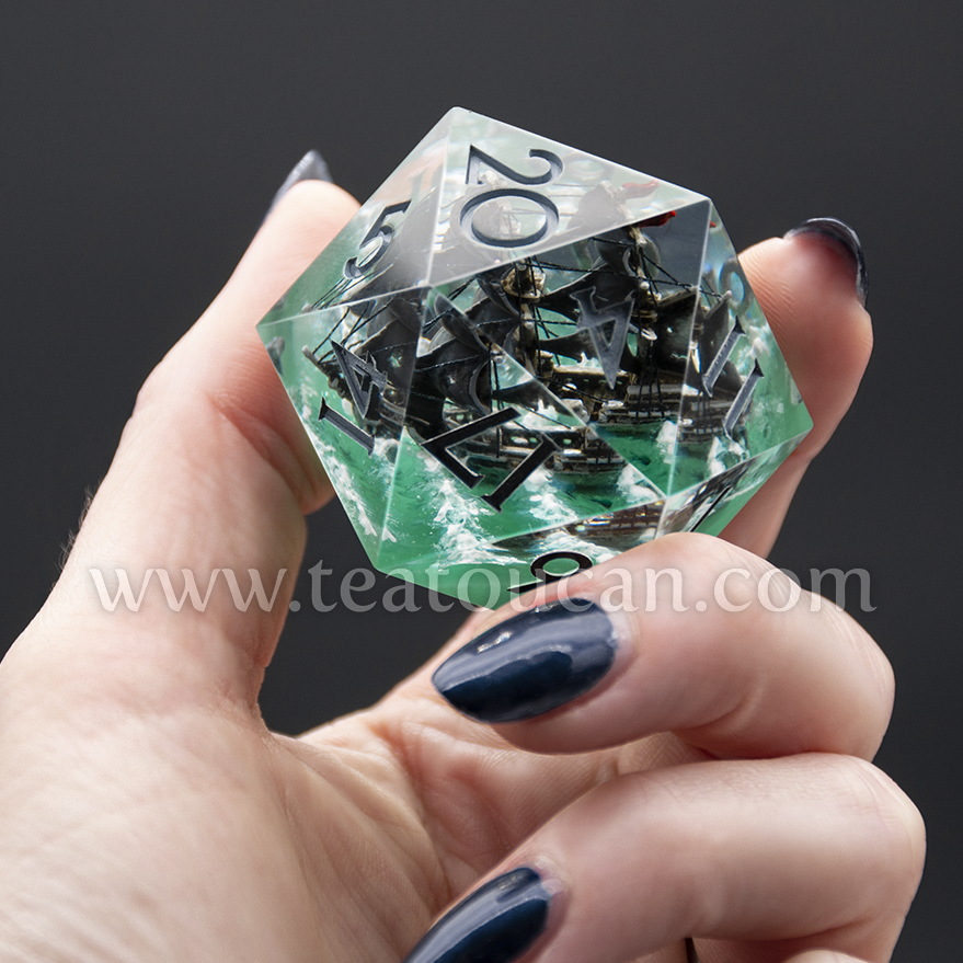 Giant Artisan d20 - Ghost Ship (Ship-in-a-Bottle Dice Series)