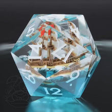 Load and play video in Gallery viewer, Giant Artisan d20 - Classic Tallship (Ship-in-a-Bottle Dice Series)
