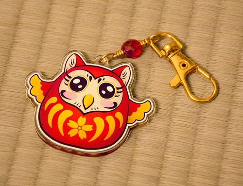 Owl Daruma Keychain-TeaToucan