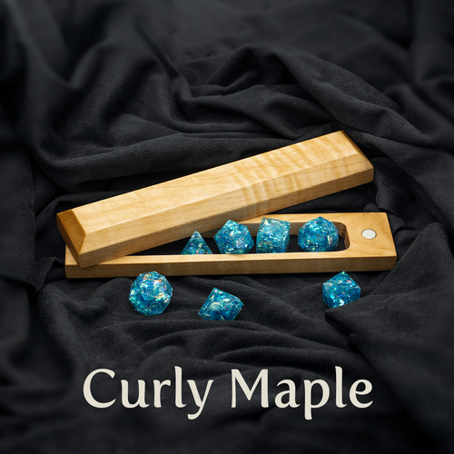 Curly Maple Dice Box - Magnetic Hardwood Dice Vault-Dice Box-TeaToucan