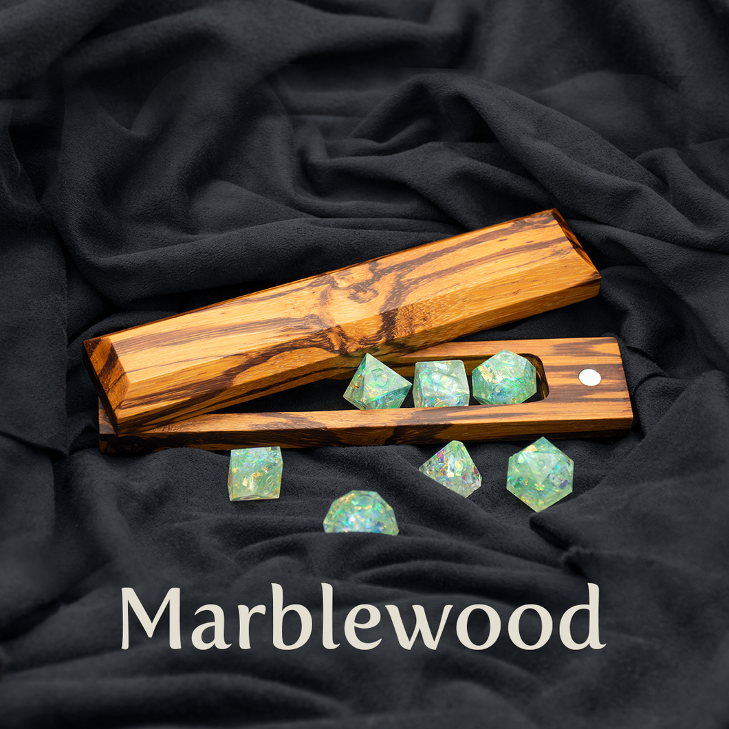 Marblewood Dice Box - Magnetic Hardwood Dice Vault-Dice Box-TeaToucan
