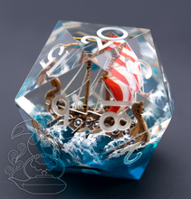 Load image into Gallery viewer, Giant Artisan d20 - Viking Longship (Ship-in-a-Bottle Dice Series)-TeaToucan
